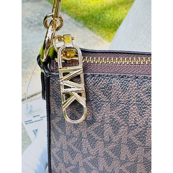 Michael Kors Meadow Green Empire Contrast Medium Chain Pouchette Shoulder Bag - Picture 7 of 16